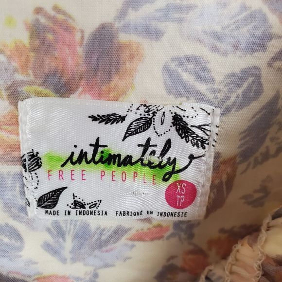 Free People Intimately Beige Purple Pink Floral Smocked Straps Mini Dress Sz XS - Picture 4 of 6